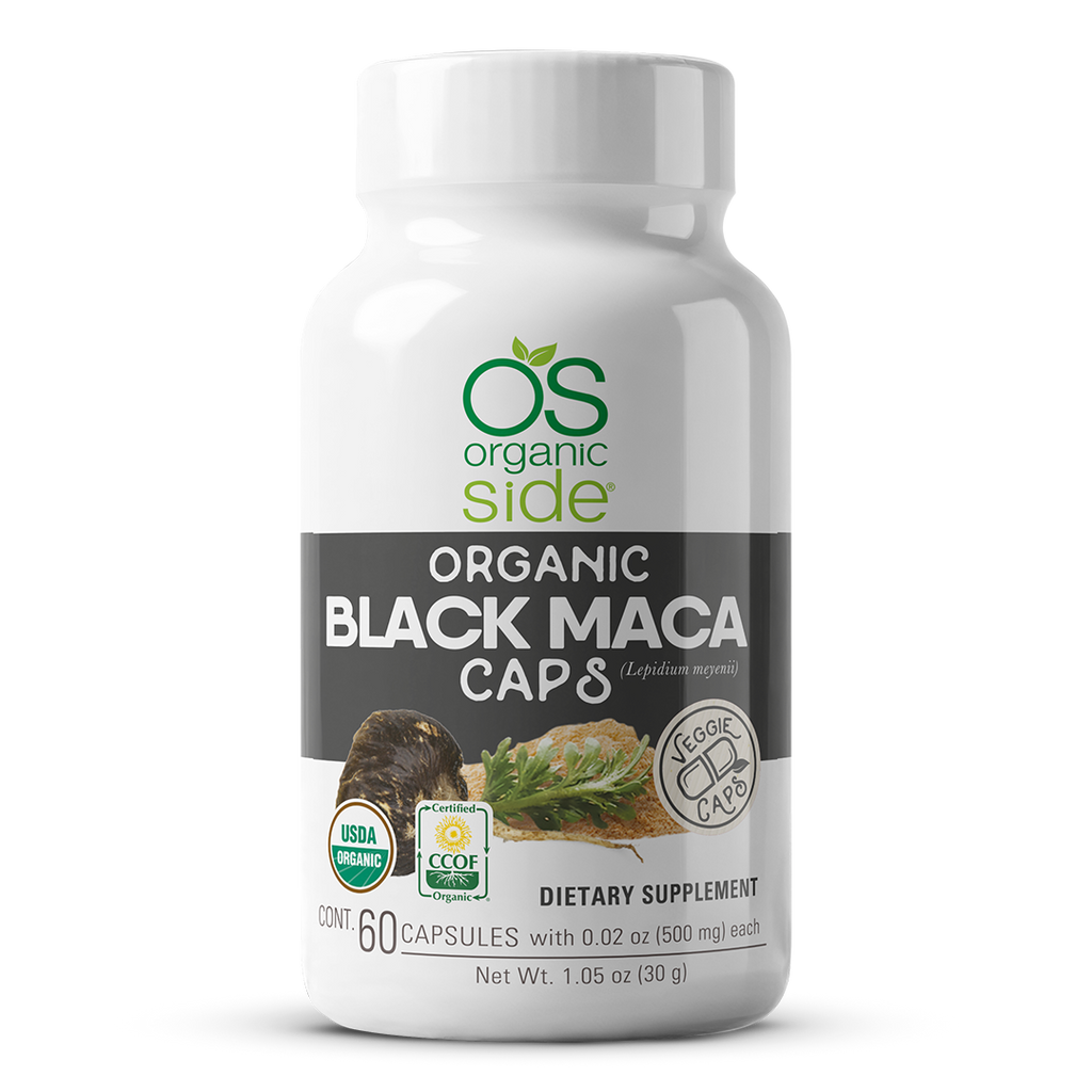 OS Organic Side |  Black Maca 60 Capsules - Promote Healthy Vitality - Adaptogen - USDA