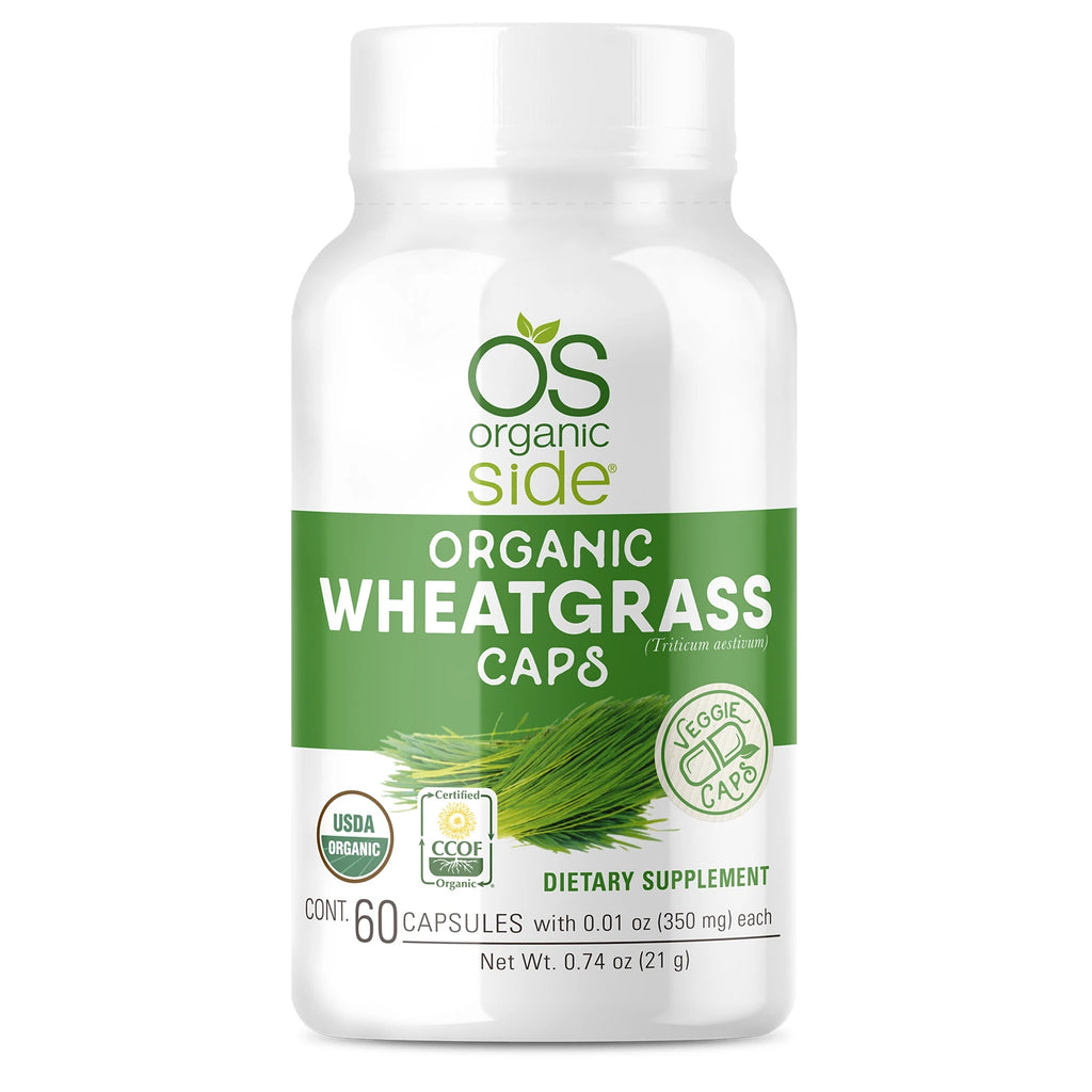 OS Organic Side |  Wheatgrass 60 Capsules - For Energy, Detox & Immunity Support - USDA