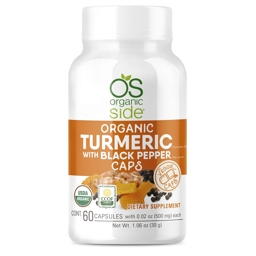 OS Organic Side |  Turmeric with Black Pepper 60 Capsules - Antioxidants - USDA