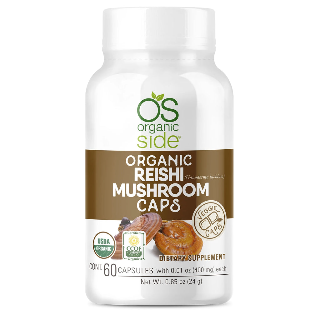 OS Organic Side |  Reishi 60 Capsules - Adaptogen - USDA - Non GMO - Vegan
