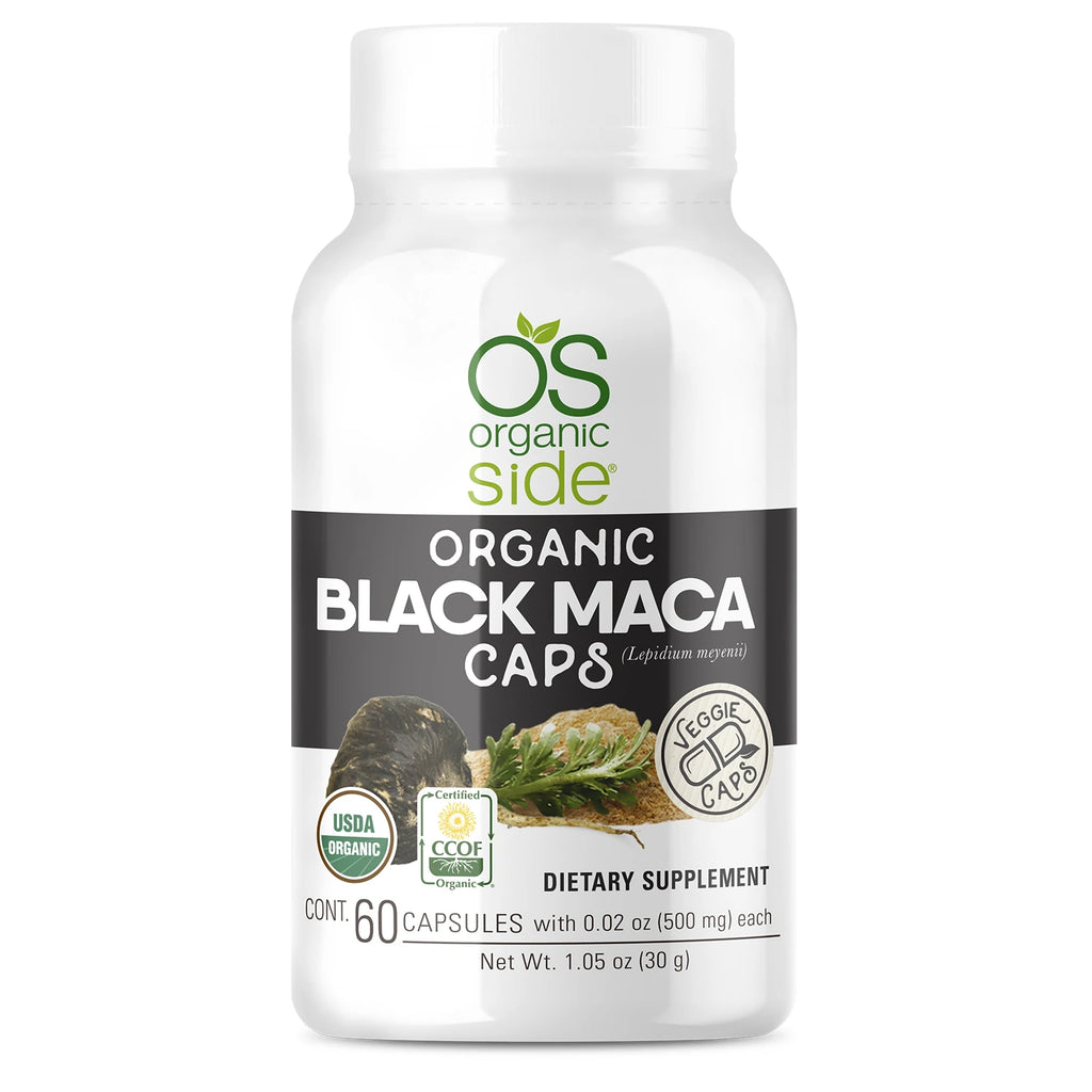 OS Organic Side |  Black Maca 60 Capsules - Promote Healthy Vitality - Adaptogen - USDA