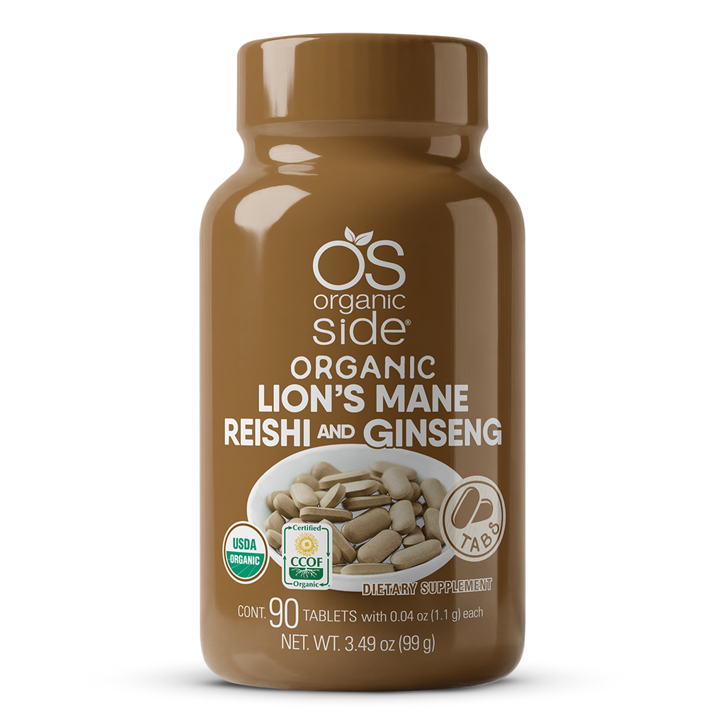 OS Organic Side |  Lion's Mane, Reishi & Ginseng - 90 Tablets - USDA