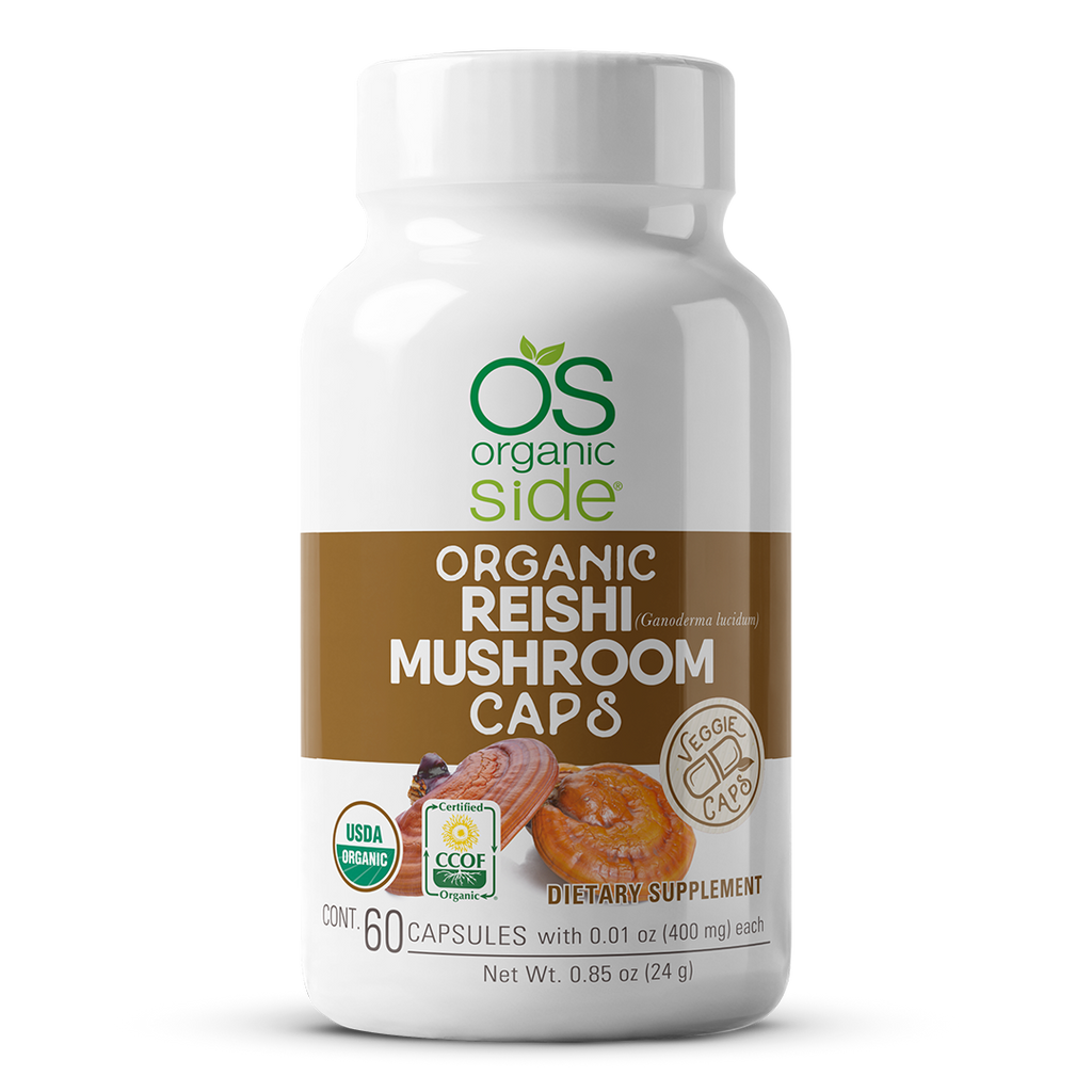 OS Organic Side |  Reishi 60 Capsules - Adaptogen - USDA - Non GMO - Vegan