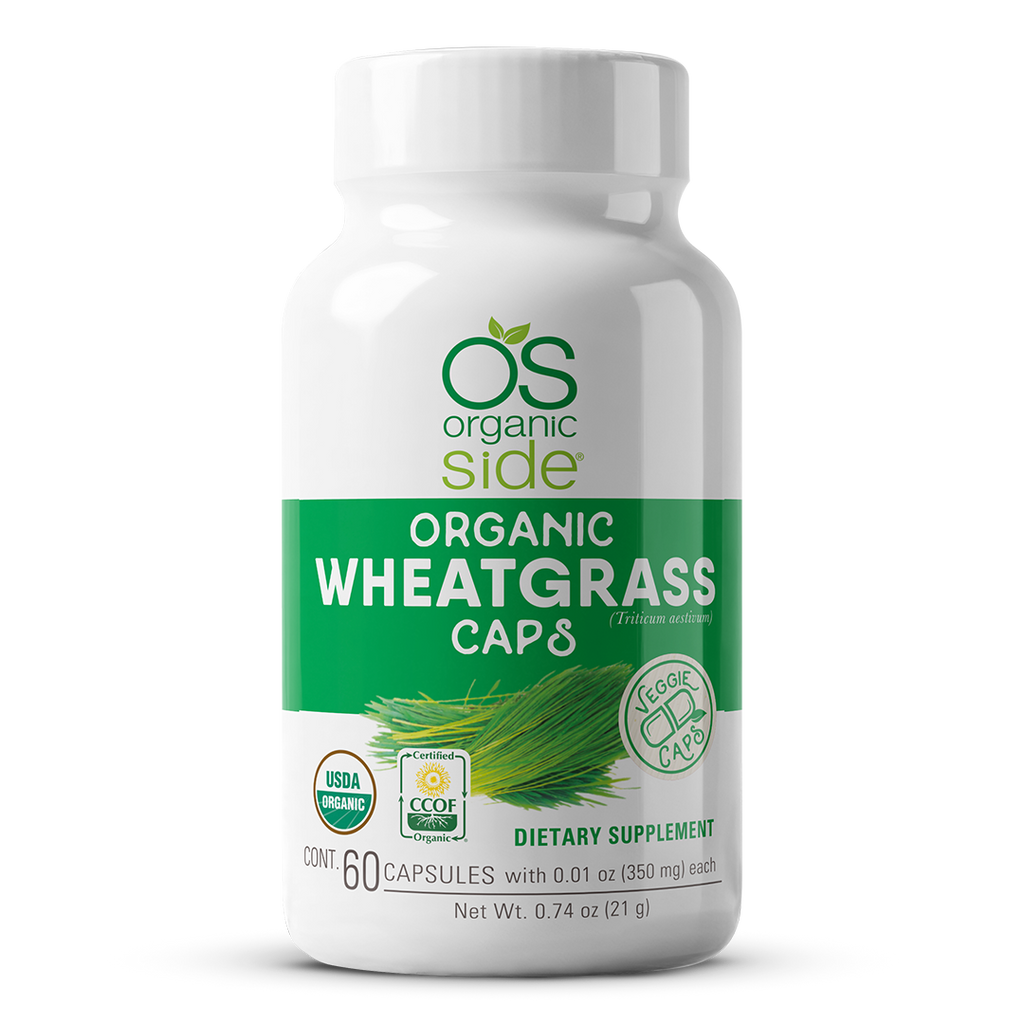 OS Organic Side |  Wheatgrass 60 Capsules - For Energy, Detox & Immunity Support - USDA